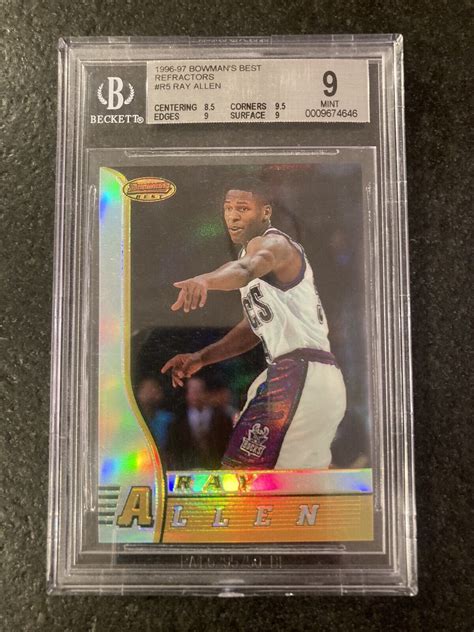 Ray Allen 1996 97 Bowmans Best R5 RC ROOKIE REFRACTOR BGS 9 MINT DG3