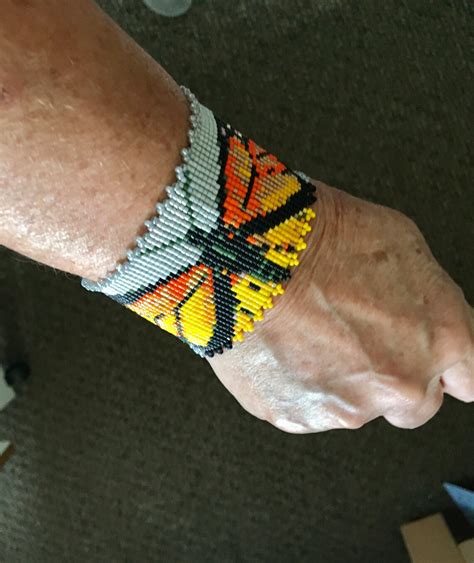 Monarch Butterfly Loom Beaded Bracelet Monarch Beaded Etsy