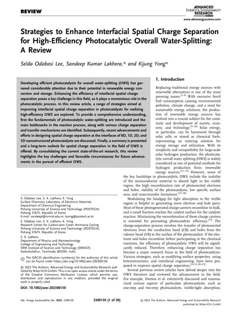 PDF Strategies To Enhance Interfacial Spatial Charge Separation For