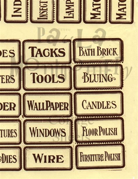 Vintage Hardware Store Drawer Labels Digital Download Collage Sheet - Etsy