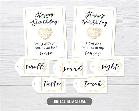 5 Senses Birthday Gift Tags Printable Gift Label And Card Set For Him