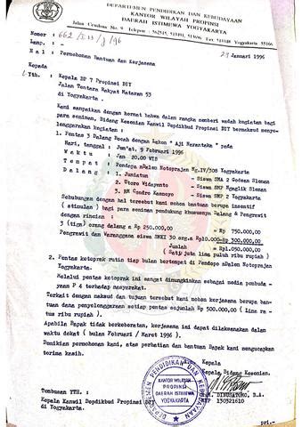 Surat Dari Kepala Bidang Kesenian A N Kepala Departemen Pendidikan Dan