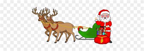 Christmas Sleigh Clipart Animated Santa And Reindeer Free