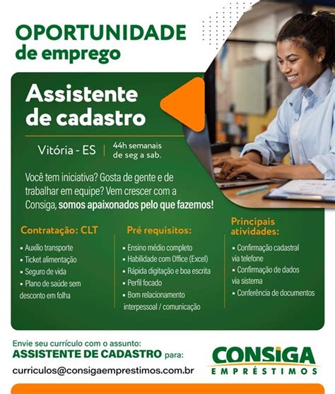 Consiga Contrata Assistente De Cadastro