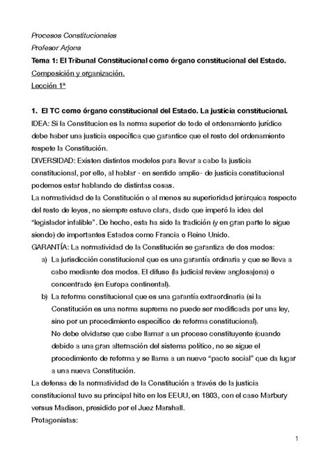 Procesos Constitucionales Tema 1 Arjona Procesos Constitucionales