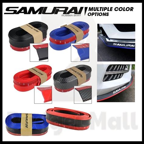 Samurai Rubber Skirt Car Front Lip Bumper Rubber Strip Carbon Red Line