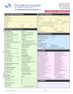 Fillable Online Lab Requisition Form Front Fax Email Print Pdffiller