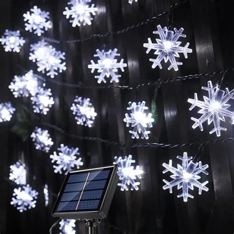 Guirnalda De Luces Solares De Copo De Nieve Para Exteriores Brillantes