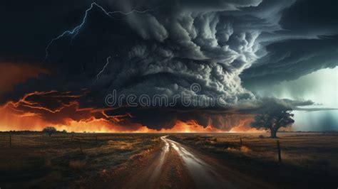 Stormy Sky With Tornadoes And Lightning A Powerful And Dynamic