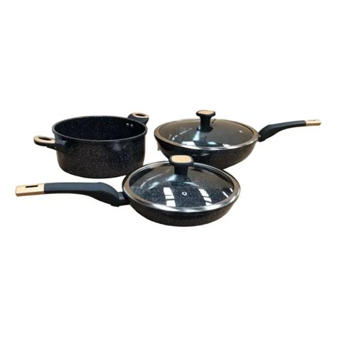 Juego Batería Cocina 5 Pzas Vbg Aluminio Olla Sarten Negro Vbg Sql