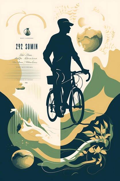 Premium Ai Image A Poster Showcasing A Traveler Riding A Bike While