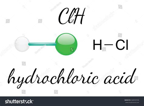 hcl hydrochloric acid  molecule isolated stock vector royalty