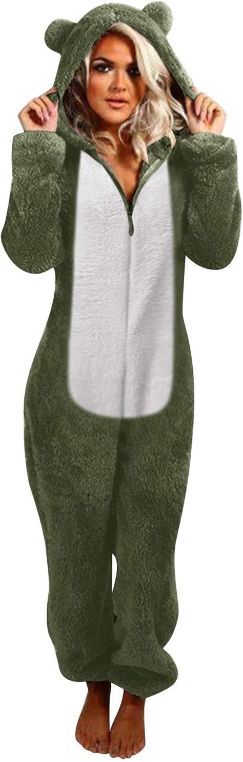 Briskorry Damen Tier Pyjama für Erwachsene Plüsch Onesie Hausanzug