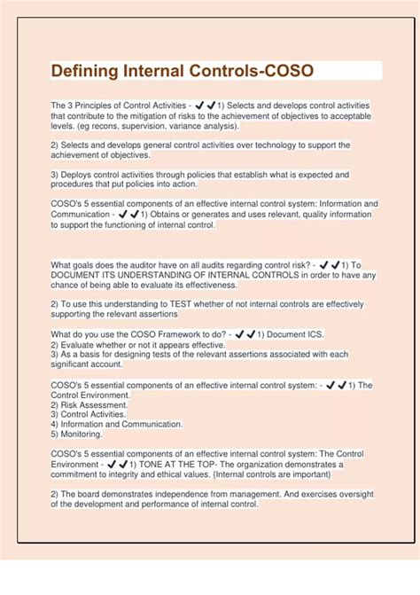Executive S Guide To Coso Internal Controls Under 1