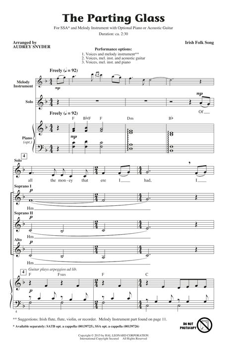 Audrey Snyder The Parting Glass Sheet Music For Satb Choir Download Pdf 159463