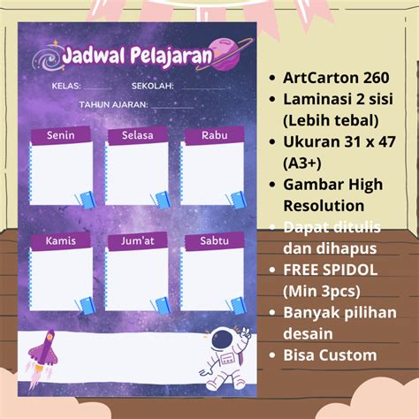 Jual Poster Jadwal Pelajaran Jadwal Piket Struktur Organisasi