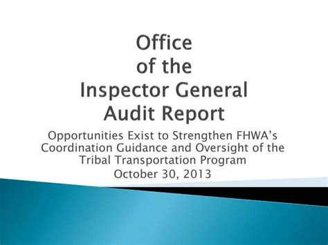 PPT - Office of the Inspector General Audit Report PowerPoint ...