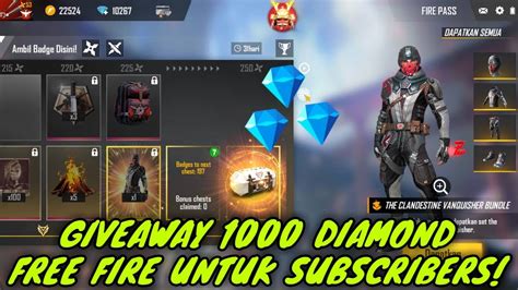 GIVEAWAY 1000 DIAMOND FREE FIRE SYARAT SUBSCRIBE Giveaway Free Fire