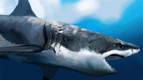 Great white shark - Painting art - backiee