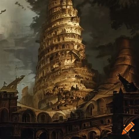 Piranesi S Surrealist Tower Of Babel Painting On Craiyon