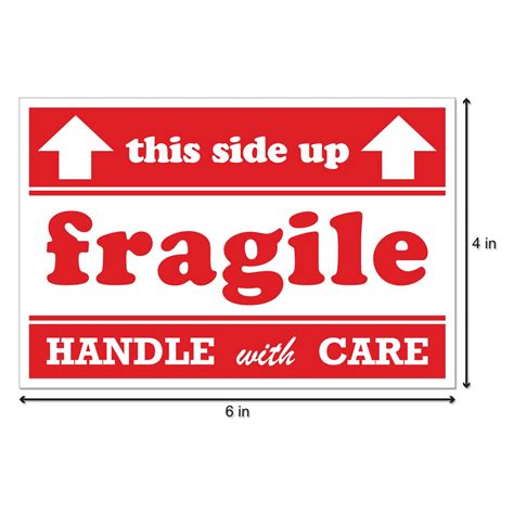 6 X 4 Inch Shipping And Handling Fragile Handle With Care Stickers Officesmartlabels