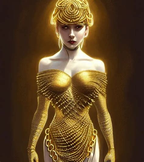 Dress Made Out Of Spiked Golden Chains Bound By Bla OpenArt