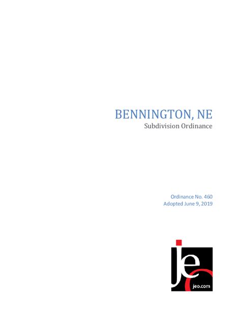 Fillable Online Bennington Ne Subdivision Ordinance Fax Email Print