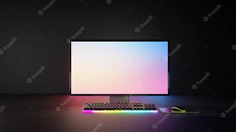 Premium Photo | Dark room gamer computer desktop with rgb lights pc ...