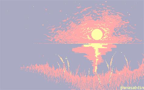 Anasabdin — 3 Colors Sunset Scene Pixel Art Pixel Art Games Art