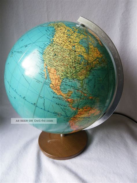 Gro Er Alter Jro Wechselbild Globus Erdkugel Globe Mit Holz Fuss