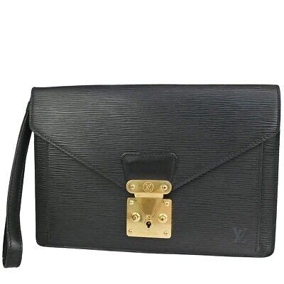 LOUIS VUITTON Sellier Dragonne Clutch Hand Bag Epi Leather Black M52612