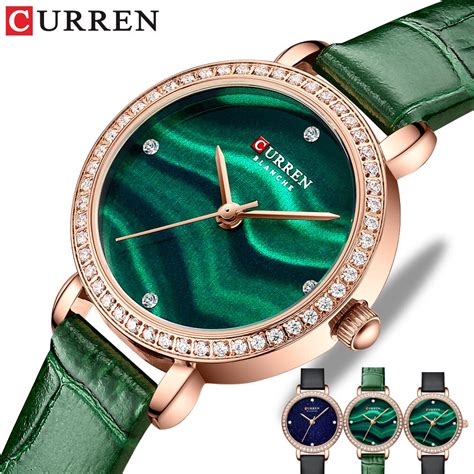 CURREN Relojes de pulsera de cuarzo con diamantes de imitación para