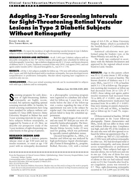 Pdf Adopting 3 Year Screening Intervals For Sight Threatening Retinal