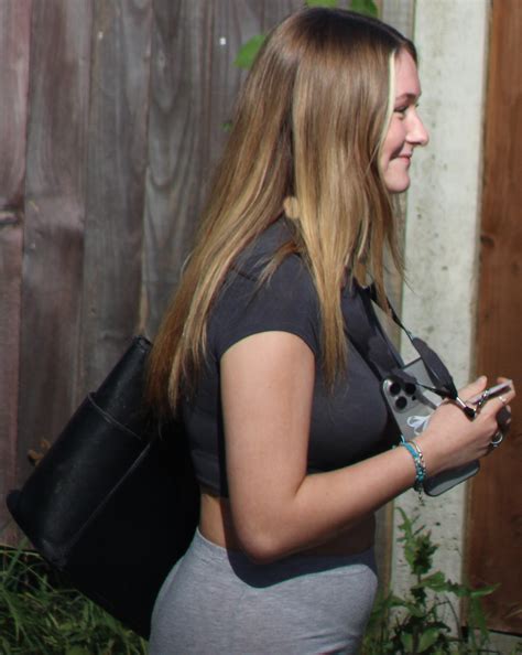 Blonde Angel In Grey Flared Leggings With An Amazing Ass OC Spandex