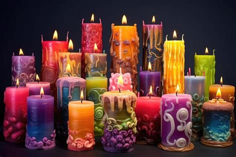 Premium Photo | Collection of colorful handmade candles