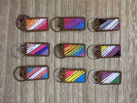 Lesbian Pride Flag Embroidered Leather Keychains Gay Pride Etsy