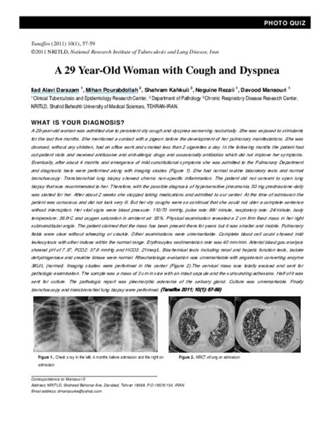 Pdf A 29 Year Old Woman With Cough And Dyspnea