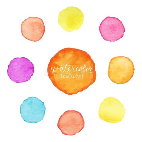 Bright Watercolor Circles Set Rainbow Watercolour Stains Collection