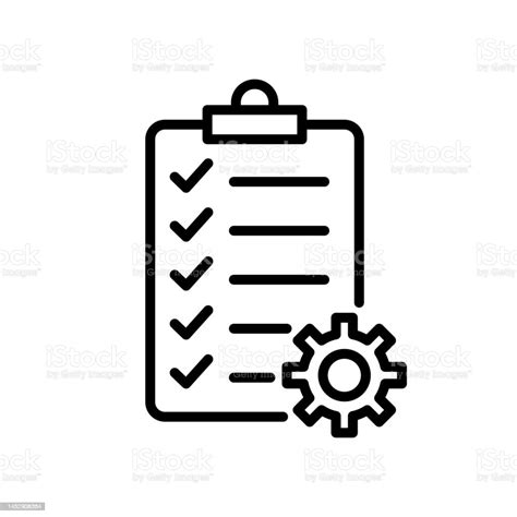체크리스트 선형 아이콘입니다 확인 표시가 있는 클립보드입니다 설정 아이콘 개념에 대한 스톡 벡터 아트 및 기타 이미지 개념 건강 검진 건강관리와 의술 Istock