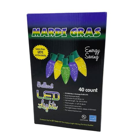 Purple Green And Gold LED Mardi Gras Lights 40 Lights 16 Each