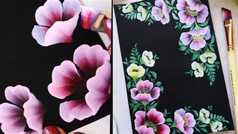 How To Paint One Stroke Flower Border Painting Design Notebook Cover