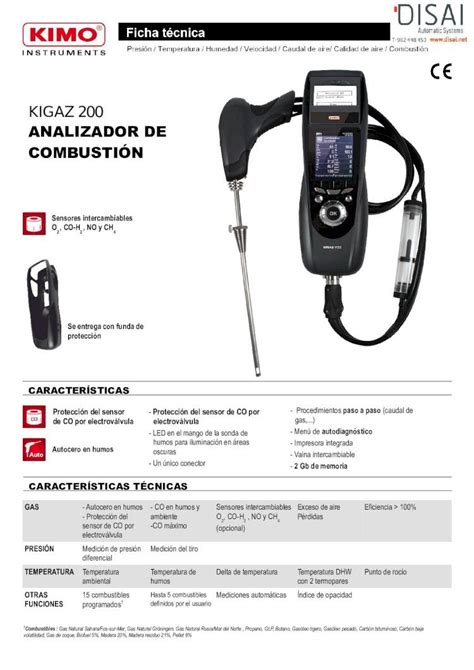 PDF ANALIZADOR DE COMBUSTIÓN disai net SKCL 150 Sonda