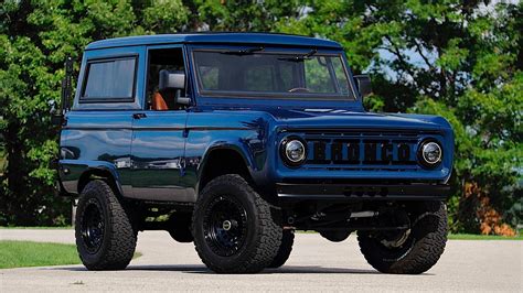 Navy Blue 1969 Ford Bronco Stands Tall And Vintage On Fuel Wheels Can