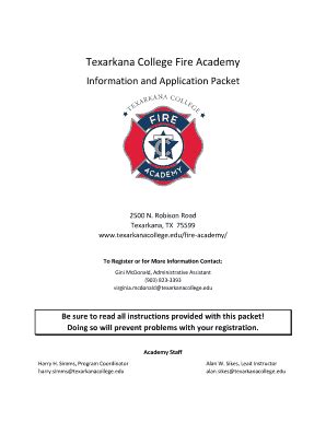 Fillable Online Texarkanacollege Registration Packet Texarkana