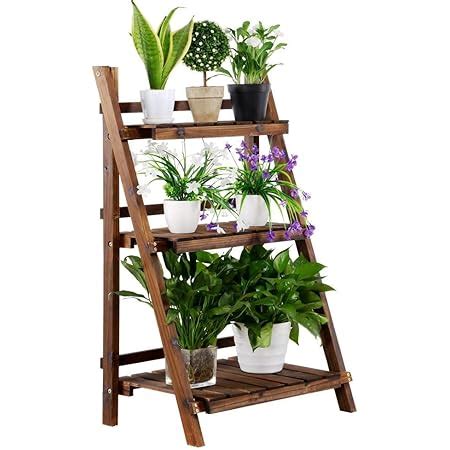 Sunnyglade 4 Tier Foldable Flower Rack Plant Stand Wood Shelf