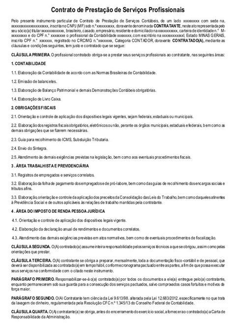 Modelo De Contrato De Prestacao De Servicos