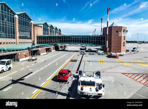 apron at the Venice Airport Marco Polo with modern departure hall Stock ...