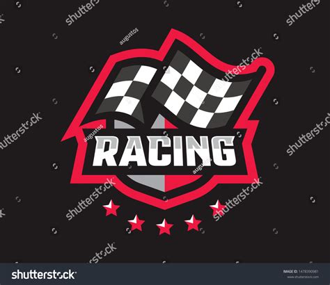 racing logo design checkered finish flag stock vector royalty