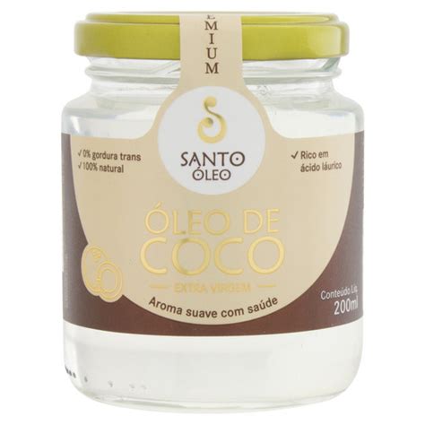 Óleo de Coco Extra Virgem Santo Óleo Premium Vidro 200ml NET BEBIDAS