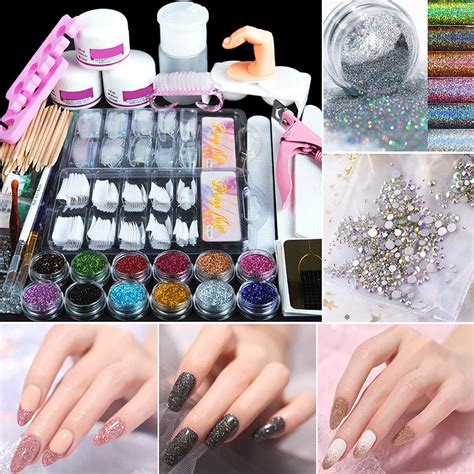 SAYFUT Acrylic Nailon Kit Acrilycs Nails Complete Set With Glitter